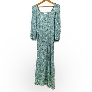 & other stories polka dot square neck midi dress with slit